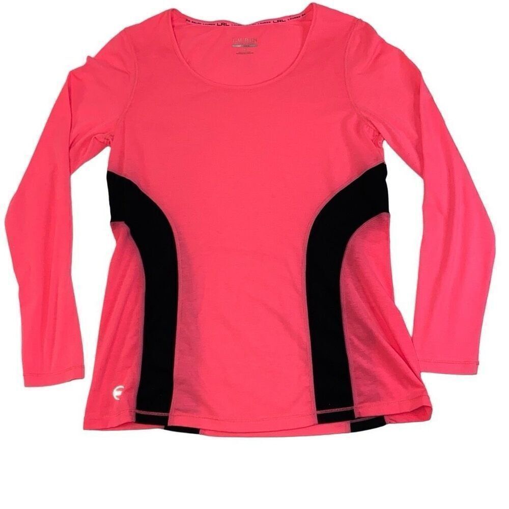 Lauren Ralph Lauren Neon Pink and Black Active Top Long Sleeve Stretch Medium